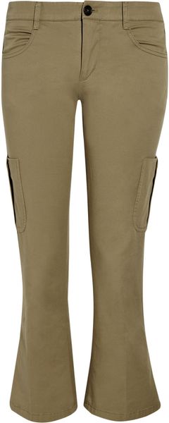 Miu Miu Cottonblend Twill Cropped Cargo Pants in Green - Lyst