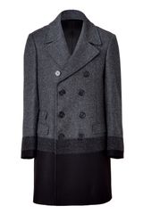 Neil Barrett Charcoal and Black Double-breasted Wool Coat