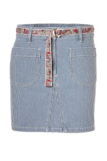 Sandro Joke Blue Stripe Denim Skirt with Belt - Lyst