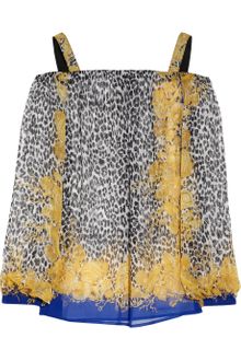 Versace Printed Silk-Chiffon Top - Lyst
