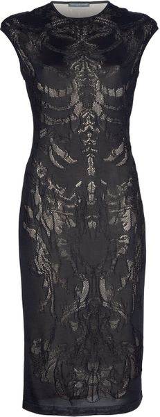 Alexander Mcqueen Lace Pencil Dress in Black - Lyst