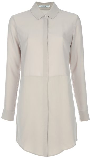 T By Alexander Wang Shirt Dress in Gray (grey) - Lyst