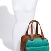 Jimmy Choo Justine  Small Calfskin Leather Satchel in Blue (tan/emerald) - Lyst