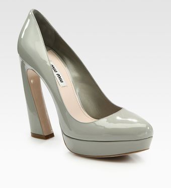 Miu Miu Patent Leather Flareheel Platform Pumps - Lyst