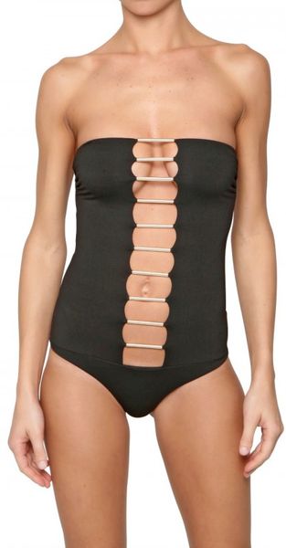 Nina Senicar Microfibre with Gold Details Bathing Sui - Lyst