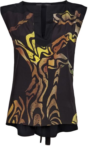 Proenza Schouler Tie Back Print Top in Black - Lyst