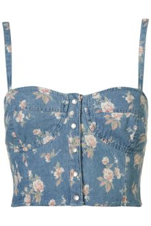 Topshop Ditsy Denim Bralet - Lyst