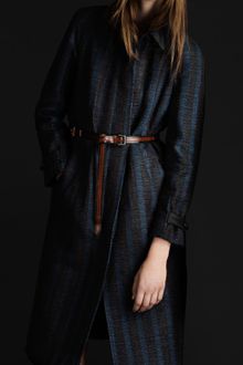 Burberry Prorsum Striped Belted Coat - Lyst