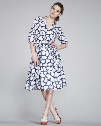 Diane Von Furstenberg Raven Full-Skirt Printed Dress - Lyst