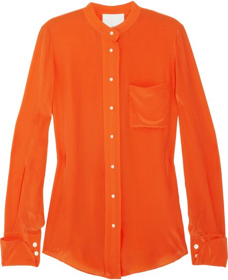 3.1 Phillip Lim Silk Crepe De Chine Shirt in Orange - Lyst