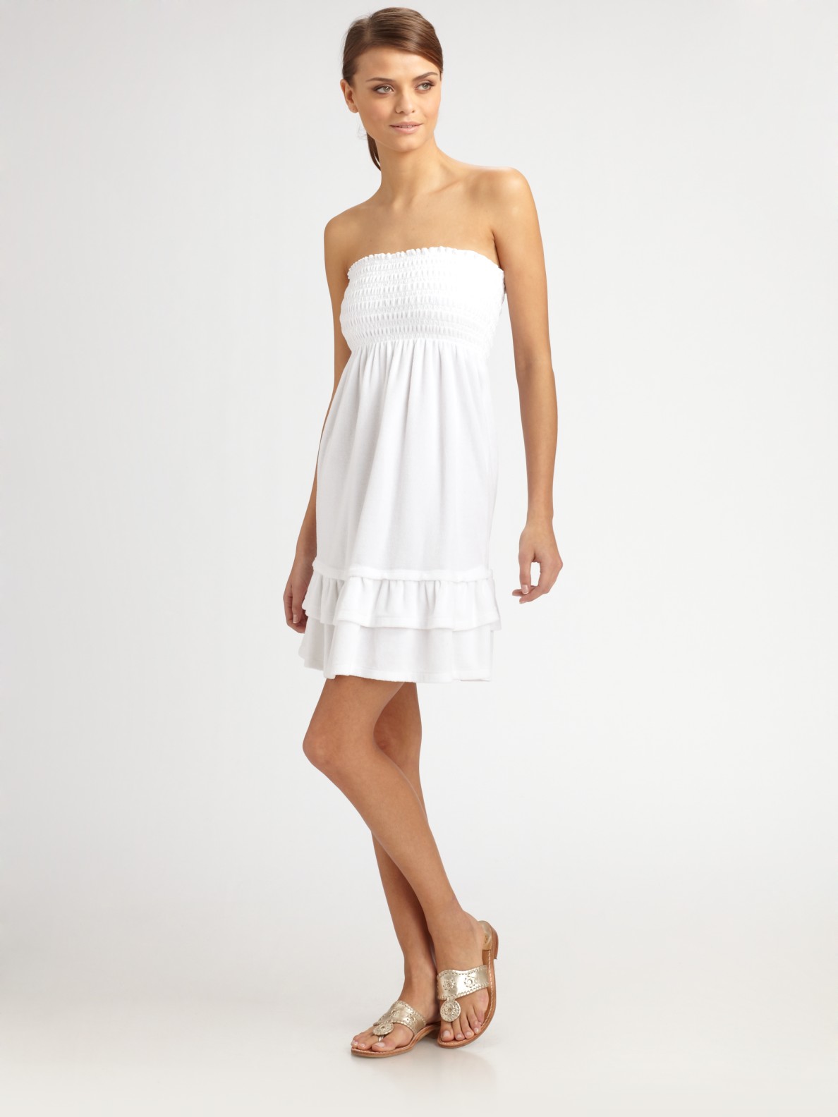 Juicy Couture Smocked Terry Strapless Dress in White (BLACK) Lyst