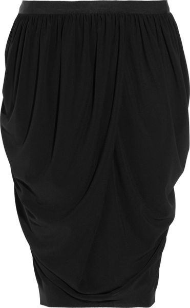 Lanvin Draped Stretchjersey Skirt in Black - Lyst