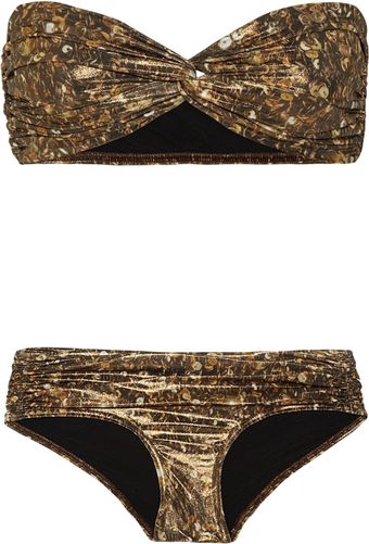Lanvin Sequin-print Metallic Bandeau Bikini - Lyst