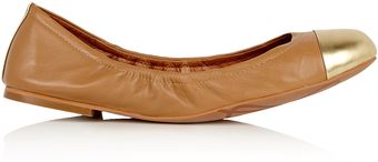 Sam Edelman Camel Baxton Flat Camel Pump with Gold Tip - Lyst