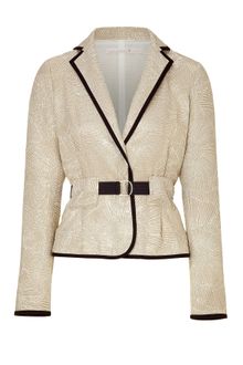 Schumacher Gold Boucle Belted Metallic Jacket - Lyst