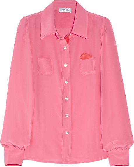 Sonia By Sonia Rykiel Twotone Silk Crepe De Chine Shirt in Pink - Lyst