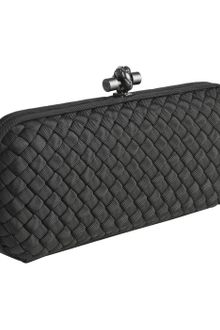 Bottega Veneta Black Intrecciato Silk Faille Knot Large Box Clutch - Lyst