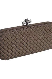 Bottega Veneta Brown Intrecciato Silk Faille Knot Large Box Clutch - Lyst
