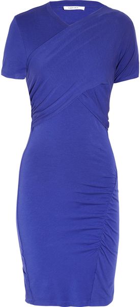 Carven Ruched Wrap-effect Stretch-cotton Dress - Lyst
