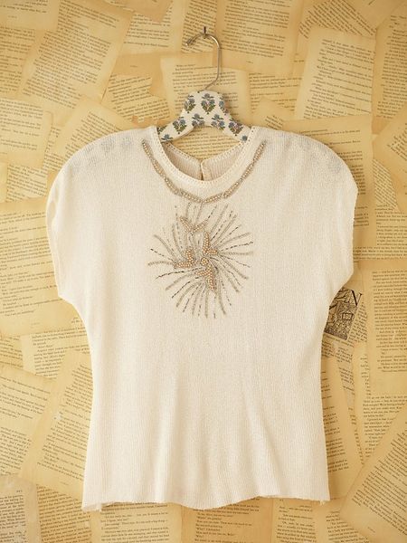Free People Vintage Boucle Short Sleeve Top in Beige (white) - Lyst