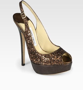  Vita Glitter-coated Metallic Leather Slingback Pumps 