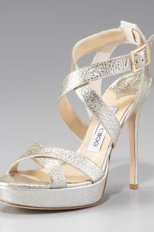 Jimmy Choo Vamp Crushed Metallic Platform Sandal - Lyst