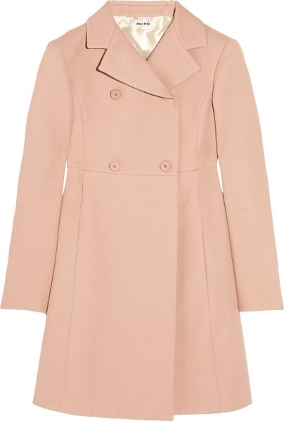 Miu Miu Doublebreasted Cottongabardine Coat in Pink (blush) - Lyst