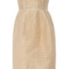 Oscar De La Renta Tulle and Gold Threaded Strapless Dress in Gold - Lyst