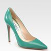 Prada Capretto Leather Point Toe Pumps in Green (aquamarine) - Lyst