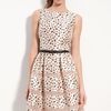 Taylor Dresses Belted Taffeta Fit and Flare Dress in Pink (black/ blush) - Lyst