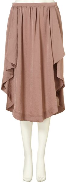 Topshop Waterfall Calf Skirt in Pink (pale pink) - Lyst