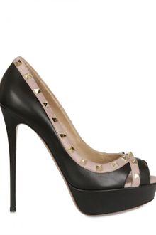 Valentino 140mm Leather Rockstud Open Toe Pumps - Lyst