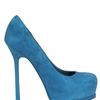 Yves Saint Laurent 140mm Tribtoo Suede Pumps in Blue - Lyst