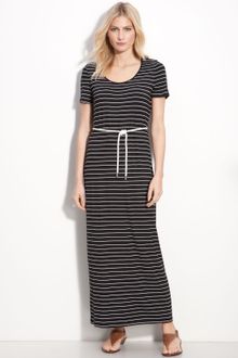 Black  White Striped Maxi Dress on Klein Asymmetrical Stripe Maxi Dress In Black  Black  Heather    Lyst