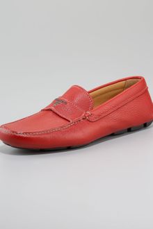 Prada Pebbled Driver, Red - Lyst