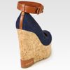 Sergio Rossi Denim and Leather Wedge Sandals in Blue - Lyst
