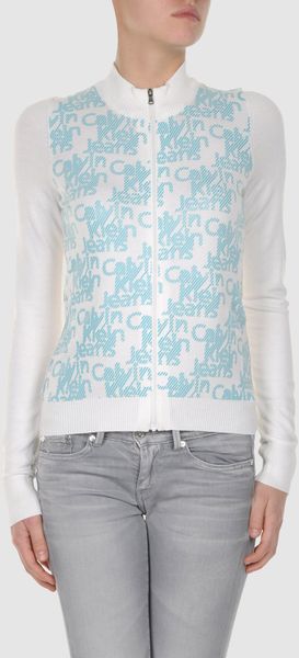 Calvin Klein Jeans Cardigan in White - Lyst