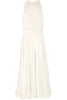 Chloé Flower-appliquéd Silk-mousseline Gown - Lyst