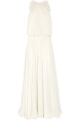 Chloé Flower-appliquéd Silk-mousseline Gown