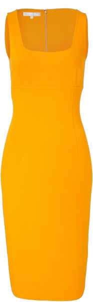 Michael Kors Amber Square Neck Sheath Dress in Yellow - Lyst