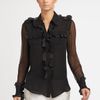 Prabal Gurung Ruffled Silk Blouse in Black - Lyst