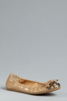 Dior Beige Quilted Cannage Patent Bow Detail Ballet Flats - Lyst