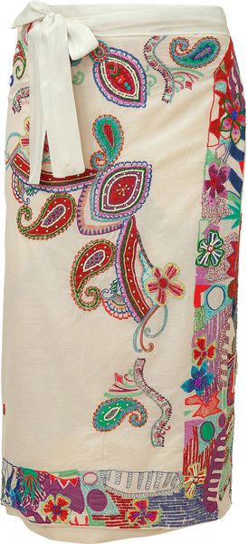 Etro Cream Multicolor Sequin Sarong - Lyst