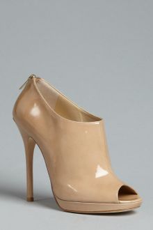 Jimmy Choo Nude Patent Leather Glint Peep Toe Booties - Lyst