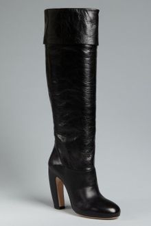 Miu Miu Black Leather Cuffed Tall Boots - Lyst