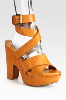 Rochas Strappy Leather Platform Sandals - Lyst