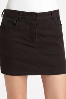 T By Alexander Wang Stretchy Cotton Canvas Leather Trim Mini Skirt - Lyst