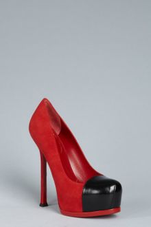 Yves Saint Laurent Poppy Suede Tribtoo 105 Colorblock Cap Toe Pumps - Lyst