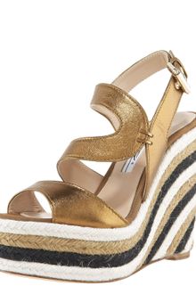 B Brian Atwood Metallic Striped Espadrille - Lyst