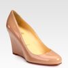 Christian Louboutin Patent Leather Wedge Pumps in Beige (nude) - Lyst